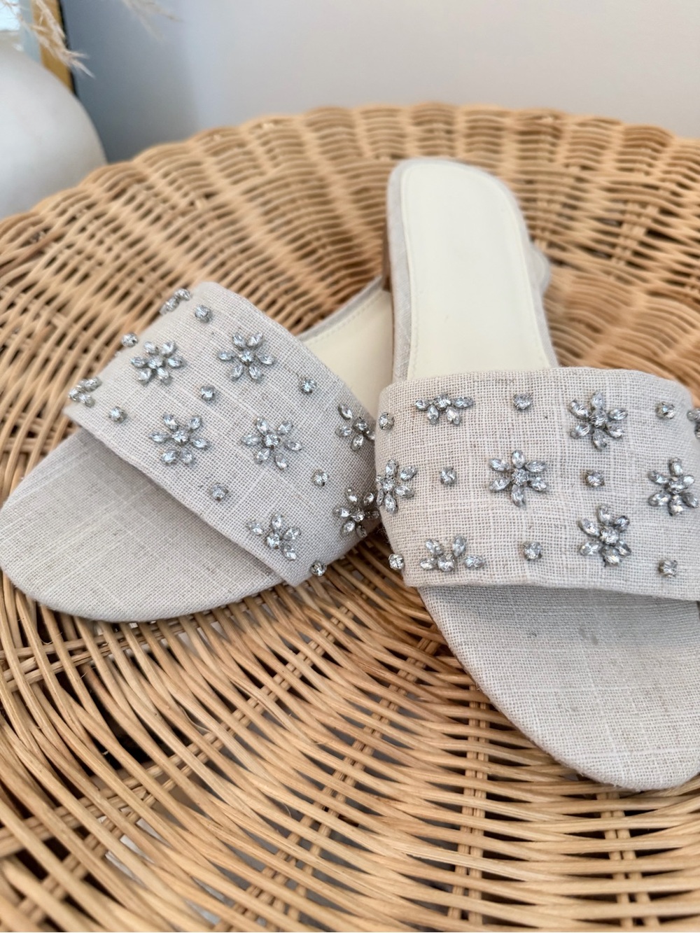 J. Crew Cream Embellished Slide Sandals - Picture 6 of 7